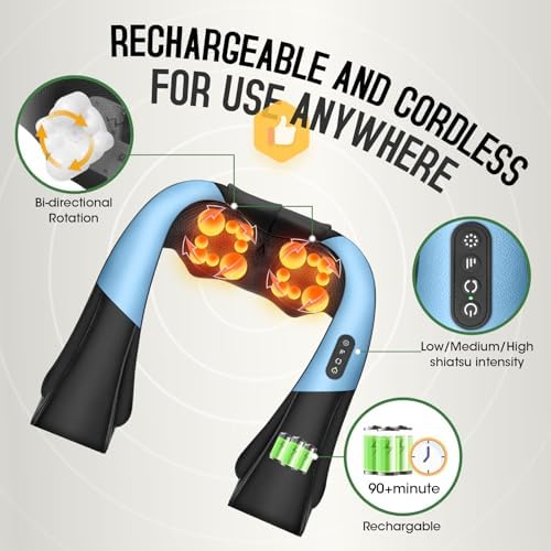 AERLANG Fathers Day Dad Gifts Neck Massger,Shiatsu Neck and Back Massager with Heating Neck and Shoulder Massager Deep Kneading Pillow for Massage Use Gifts for Women Men Dad Mom - Image 2