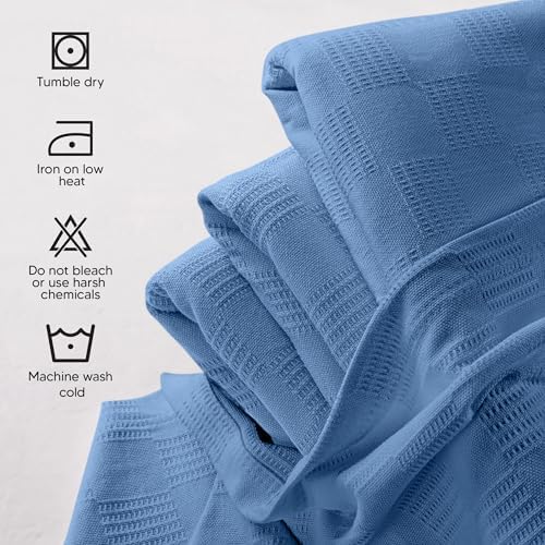 Utopia Bedding 100% Cotton Thermal Blanket Wedgewood King, 90x108 Inches - Image 5