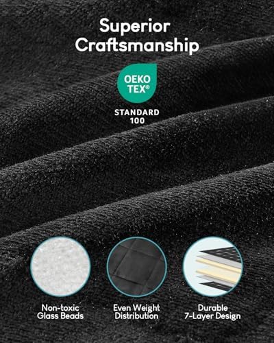 Cottonblue Weighted Blanket 15lbs for Queen Bed - Ultra Soft, Cozy Comfort Sherpa Blanket for Relax and Sleep, Heavy Bed Blankets with Cemaric Beads, 60x80 Inches,Black - Image 4