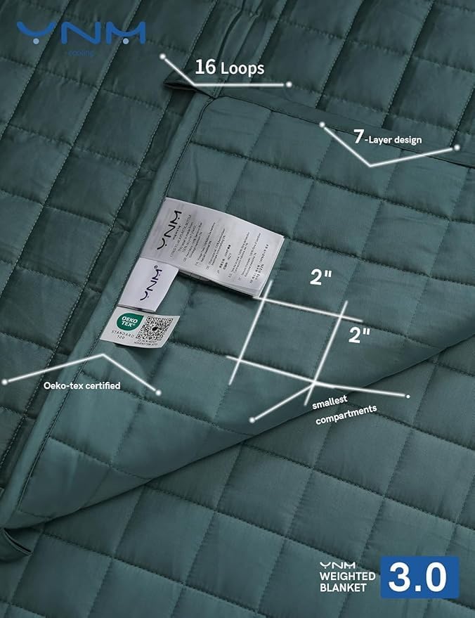 YnM Cooling Weighted Blanket for Adults, 20lbs Heavy Bed Throw for One Person of 190lbs, Perfect for Hot Sleepers or Warm Climates with Rayon/Glass Beads(60x80 Inches, Queen Bed, Sea Grass) - Image 4