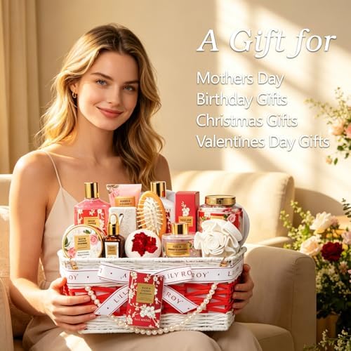 21Pcs Spa Gifts Skin Care Set - Luxurious Rose Spa Gift Baskets for Women - Image 2