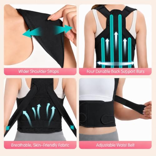 Posture Corrector for Women & Men, Adjustable Full Back Brace Support - Image 4