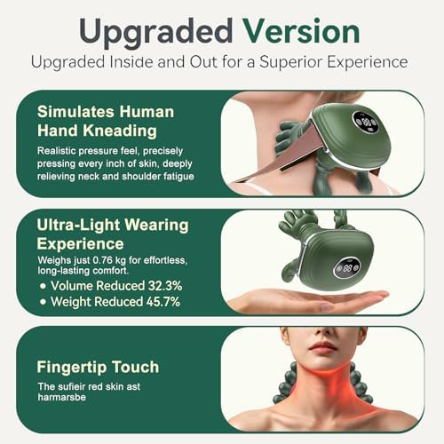Shoulder & Neck Massager with Heat, Bionic Neck Massager for Pain Relief Deep Tissue, 4D Kneading Fingers, LCD Display & Adjustable Intensity, Relaxation Muscle Tension, Ideal Gift for Men and Women - Image 3