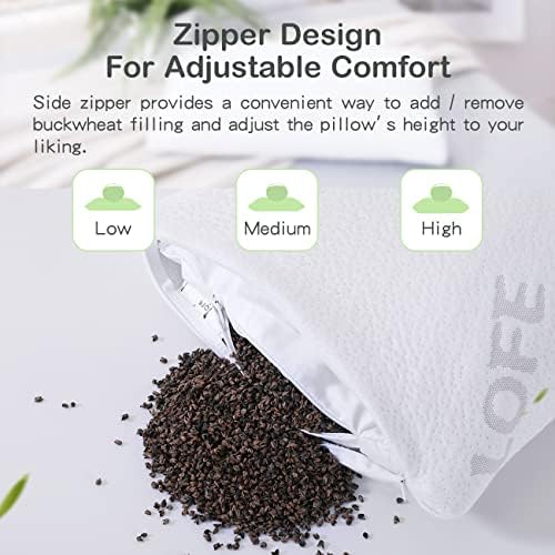 Adjustable Organic Buckwheat Pillow for Sleeping -14''x20'' - Image 2