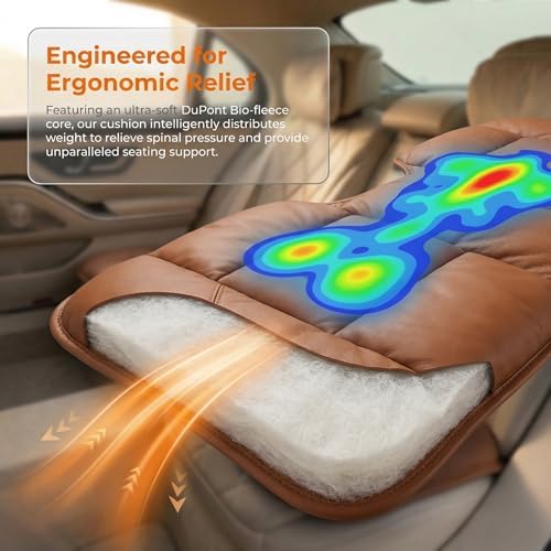 A leather rear seat cushion specially designed for cars - made by hand - can relieve pain in the buttocks, pressure points, and sciatic nerve. | Rear seat cover (Red Flag Brown, Rear Seat Cushion) - Image 6
