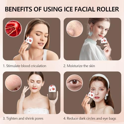 Ice Roller for Face and Eye, Silicone Ice Facial Roller Ice Holder, Face Ice Mold Skin Care, Face Icers Reusable Ice Cube Roller for Shrink Pores Anti Wrinkle Reduce Puffiness, Brown - Image 4