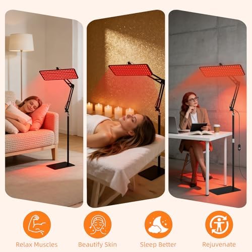 Red Light Therapy for Face and Body, 3-Wavelength (660nm Red, 850nm, 940nm Infrared) LED Infrared Light Therapy Lamp with Adjustable Stand, Protective Glasses for Home Use, Gift for Women Girls - Image 4
