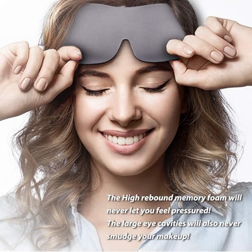 PrettyCare 3D Sleep Mask 2 Pack,Eye Mask for Side Sleeper -3D Contoured Sleeping Mask Blackout Out for Men Women - Zero Eye Pressure Blindfold with Ear Plugs, Night Masks with Travel Bag (Black＆Grey) - Image 5