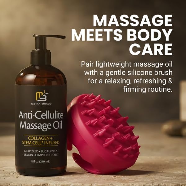 Anti Cellulite Massage Oil and Silicone Body Brush Kit, 8 fl oz by M3 - Image 7