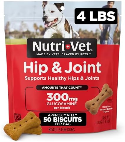 Nutri-Vet Hip & Joint Dog Biscuits, Dog Treats, 300mg Glucosamine, 4lb Bag by Nutri-Vet