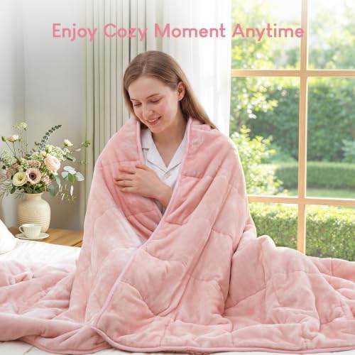 Cottonblue Pink Weighted Blanket for Adults 15lbs Queen King Size 80x87in - Image 5