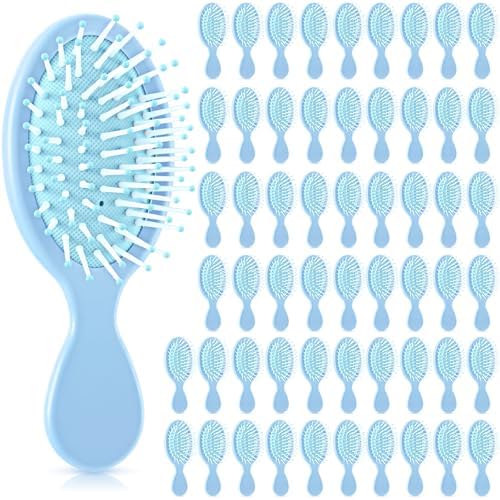 60 Pcs Macaron Blue Mini Hair Brushes Bulk for Blue Wedding Gifts Soft Bristles Adds Shine Scalp Massage and Detangling Travel Hair Combing for Women Spa Party Favors Homeless by Ferrochef