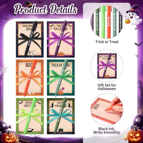 Pajean 72 Pcs Halloween Notepad and Pen Set with Ribbon Gifts - Image 3