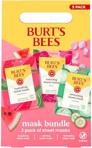 Burt's Bees Mothers Day Gifts, Face Mask Bundle Set, Hydrating Watermelon, Calming Rose, & Refreshing Cucumber, Face Sheet Masks for Single Use Skin Care, 99% Natural Origin, 3 Count, 0.33oz Each by BurtsBees