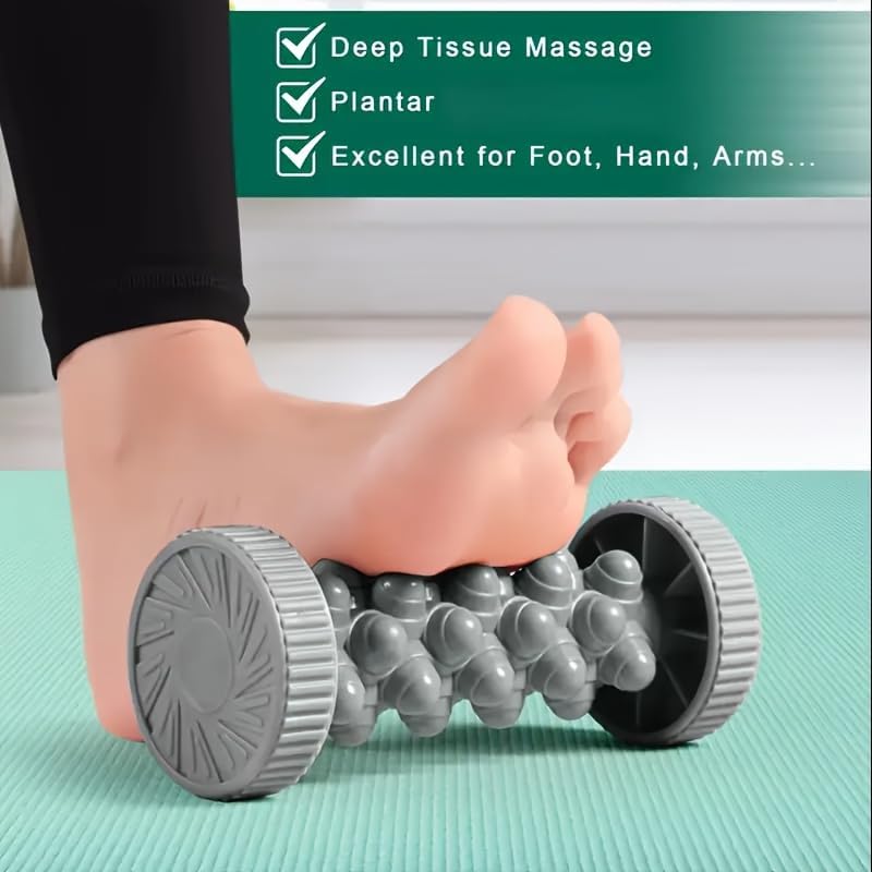 Portable Foot Massager Roller - Deep Tissue Muscle Massage for Plantar Fasciitis Relief, Heel & Arch Pain - Reflexology Therapy Tool for Men & Women (Dark Gray) - Image 2