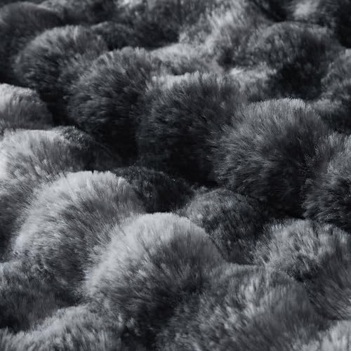 60x80 Inches Ultra-Soft Fuzzy Faux Fur Plush Twin Size Blanket - Thick, Warm Sherpa for Couch, Sofa, Bedroom, Camping - Decorative Blanket for Cozy Warmth, Bubble Black Tie Dye - Image 7