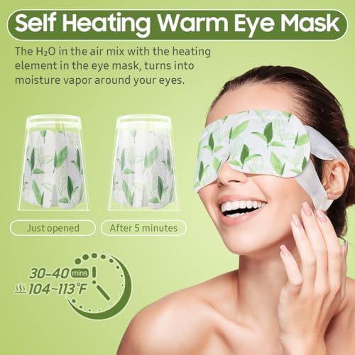 BeHoomi 20 Packs Steam Eye Mask, Heated Eye Mask Warm Compress for Eyes, Disposable Self Heating Steam Mask for Home, Sleep, Spa, Travel Essentials & Relaxation Gifts for Women (Green Tea) - Image 5