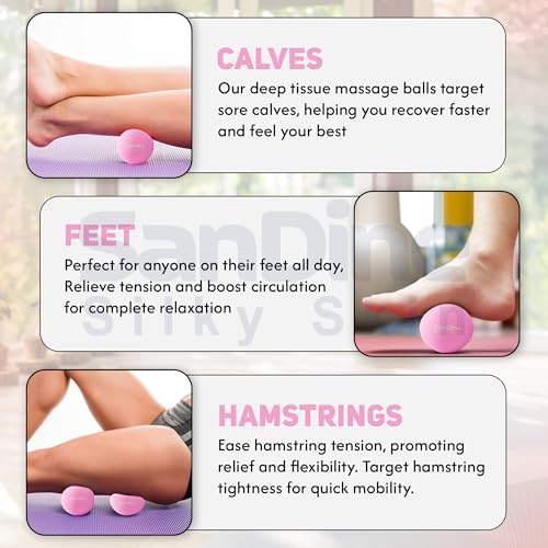 Lacrosse Massage Balls for Deep Tissue Massage - Release Tension Relieve Muscle Soreness Improve Flexibility - Ideal for Myofascial Release Trigger Point Therapy - 2Pack Yoga Balls by Sandine (Pink) - Image 6