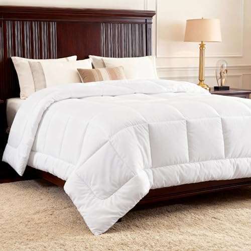 Bedsure Comforters King Size Duvet Insert, Quilted Down Alternative Bedding, Ultra Soft Lightweight Comforter Blanket for Bed, with 8 Tabs, Machine Washable, 90x102 in, White by Unknown