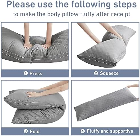 Leeden Body Pillow Insert 20 x 54 for Side Sleepers Grey Support - Image 6