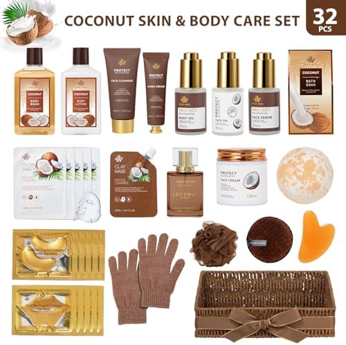 Gifts for Women & Men, 32 Pcs Coconut Vanilla Spa Gift Basket Set for Women - Image 2