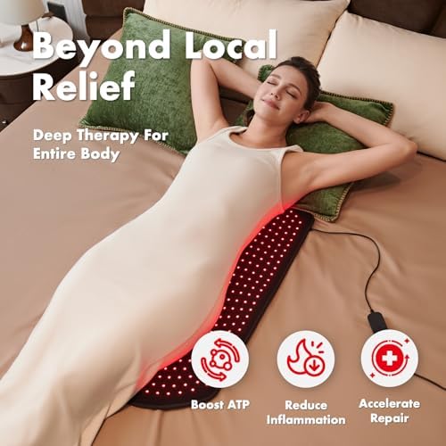 ALLOLO Red Light Therapy for Body, 3 in 1 LEDs Red Light Therapy Belt with Timer Remote Control, 660nm 850nm Infrared Light Therapy Pad for Body Waist Shoulder Knee, 32.7" x 15.7" Large Area - Image 3