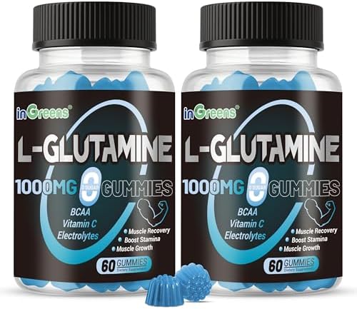 inGreens L-Glutamine Gummies 1000mg with BCAA, 120 Count by inGreens