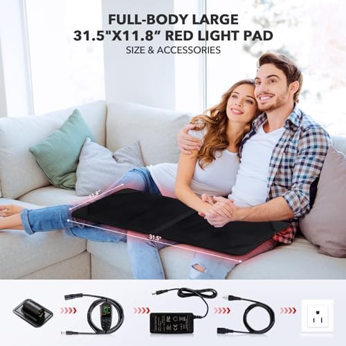 Red Light Therapy for Body, 660nm 850nm Infrared Light Therapy Pad, Wearable Wrap with Timer Remote Control for Back Shoulder Waist Knee, Infrared Light Device Home Use, 31.5" x 11.8" Large Area - Image 3