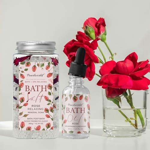 Rose Spa Gift Set for Women, Luxury 9 Pcs Bath Salts Set, Relaxation Gifts for Women, Self Care Set, Clean Moisturizing Skin, Gifts for Mom, Wife, Sister, Friend - Image 3