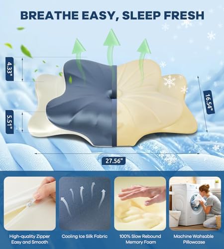 DONAMA Cervical Pillow for Neck and Shoulder Pain Relief, Cooling Contour Memory Foam Pillow, Dual-Height Ergonomic Neck Support Pillow for Side Back Stomach Sleepers with Removable Pillowcase - Image 3