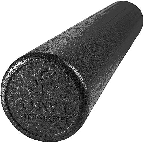 High Density Muscle Foam Rollers by Day 1 Fitness - Sports Massage Rollers for Stretching, Physical Therapy, Deep Tissue, Myofascial Release - Ideal for Exercise and Pain Relief - Solid Black, 36" by Day+1+Fitness