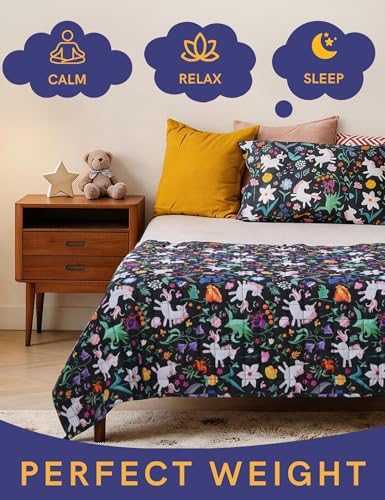 YnM Weighted Blanket Queen(60"x80" 12lbs) Washable Soft Heavy Blanket Throw for All-Season Weighted Blanket for Sleeping,Throw Size Breathable Blanket with Premium Glass Bead(Unicorn) - Image 2