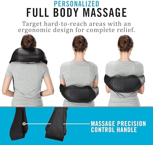 Daiwa Felicity Shiatsu Neck & Back Massager with Heat - Deep Tissue Pain Relief for Shoulder with 8 3D Kneading Nodes - Electric Full Body Massage, Ergonomic, Portable, Includes Power/Car Adapter - Image 4