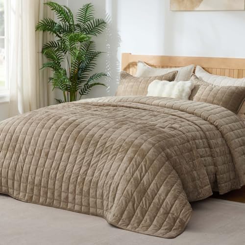 BEDELITE Velvet Quilt Set King Size, Luxury Velvet Comforter Bedding - Image 2