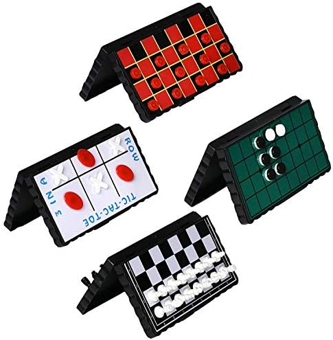 Point Games Travel Board Game Set - Bundle Pack of 4 Classic Magnetic Games, Stocking Stuffers for Kids Includes Individual Boards & Pieces by PointGames