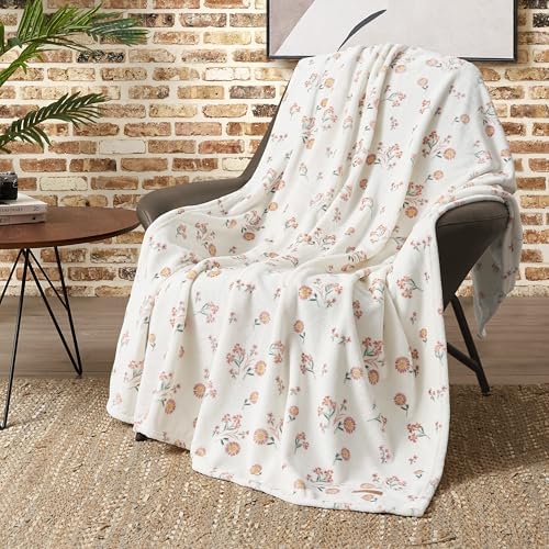 Lucky Brand Daisy Ivory Floral 50"X70" Cozy Plush Blanket - Premium Microfiber Throw for Luxurious Comfort and Style - Image 3