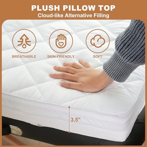 3.2 Inch Lash Bed Topper Set,Gel Memory Foam Massage Bed Topper, Waterproof Fluffy Pillow Top Cover for Spa Esthetician Wax,Includes White Massage Table Toppe & Face Rest Cover - Image 4