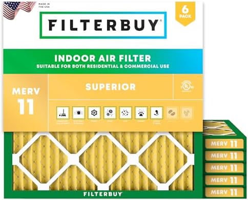 Filterbuy 15x15x1 Air Filter MERV 11 Pet & Allergy Defense (6-Pack) by Filterbuy