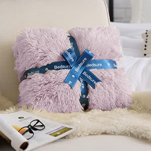 Bedsure Faux Fur Fluffy Sherpa Throw Blanket Couch Twin Lavender 60"x80" - Image 6