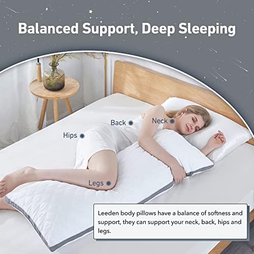 Leeden Body Pillow Insert 20 x 54 for Side Sleepers White Support - Image 2