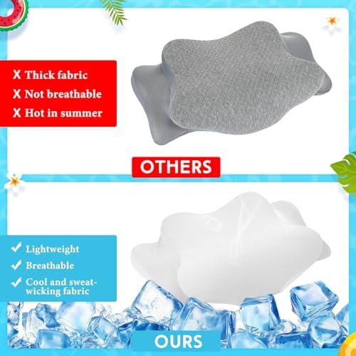 Hahafelt Cooling Cervical Neck Pillowcase,White,Standard Size - Image 5