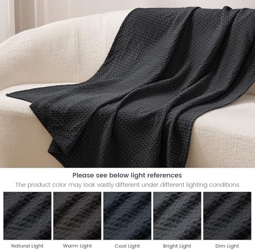 PHF Lightweight Waffle Weave Blanket Twin Size 66"x 90", Soft Woven Summer Blanket for Hot Sleepers - Aesthetic Home Decor for Couch Bed Sofa, Pet Friendly, Black - Image 5