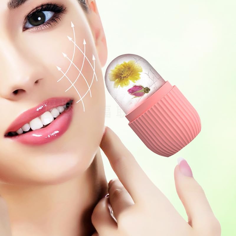 Ice Roller for Face, Ice Cube Facial Roller Massager, Reusable Silicone Face/Neck Ice Mold for Skin Care, Reduce Migraine Pain, De-Puff Eye Bags - Image 2