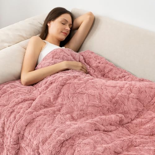 Wemore Weighted Blanket for Adults Queen Size 15 lbs 60"x80" Apricot Pink by WemoreDirect