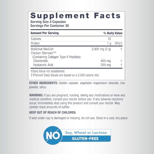 NeoCell Joint Complex Supplement | 120 Capsules | Plus Hyaluronic Acid - Image 4