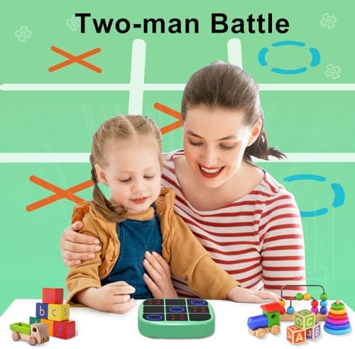 Tic-Tac-Toe Bolt Game, 4-in-1 Handheld Puzzle Games Console, Electronic Tic-Tac-Toe Game for Educational and Memory Growth, Portable Travel Games for Car Ride, Board Games for Kids and Adults (Cyan) - Image 6
