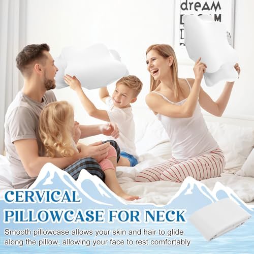 Hahafelt Cooling Cervical Pillowcase Cover with Envelope Closure (Only Pillow Case) Ergonomic Neck Pillowcase Smooth Soft Cool Pillow Cover for Side Back Stomach Sleepers(White,Queen Size) - Image 6