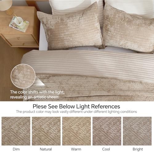 BEDELITE Velvet Quilt Set King Size, Luxury Velvet Comforter Bedding - Image 3