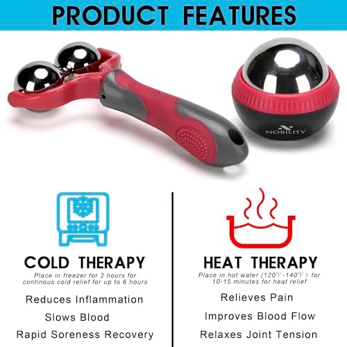 Nobility Massage Ball Roller– Ice Cold and Hot for Deep Tissue and Sore Muscle Relief of Stiffness and Stress, Body, Neck, Back, Foot, Plantar Double Pink - Image 2