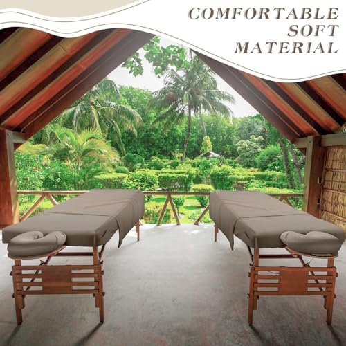 Mixweer 9 Pcs 3 Set Microfiber Massage Table Sheets Set Bulk Includes Flat Sheet, Fitted Sheet with Pocket, Face Rest Cover(Walnut) - Image 4